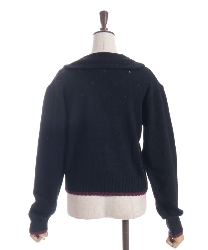 Flower Ribbon Embroidery Knit Cardigan