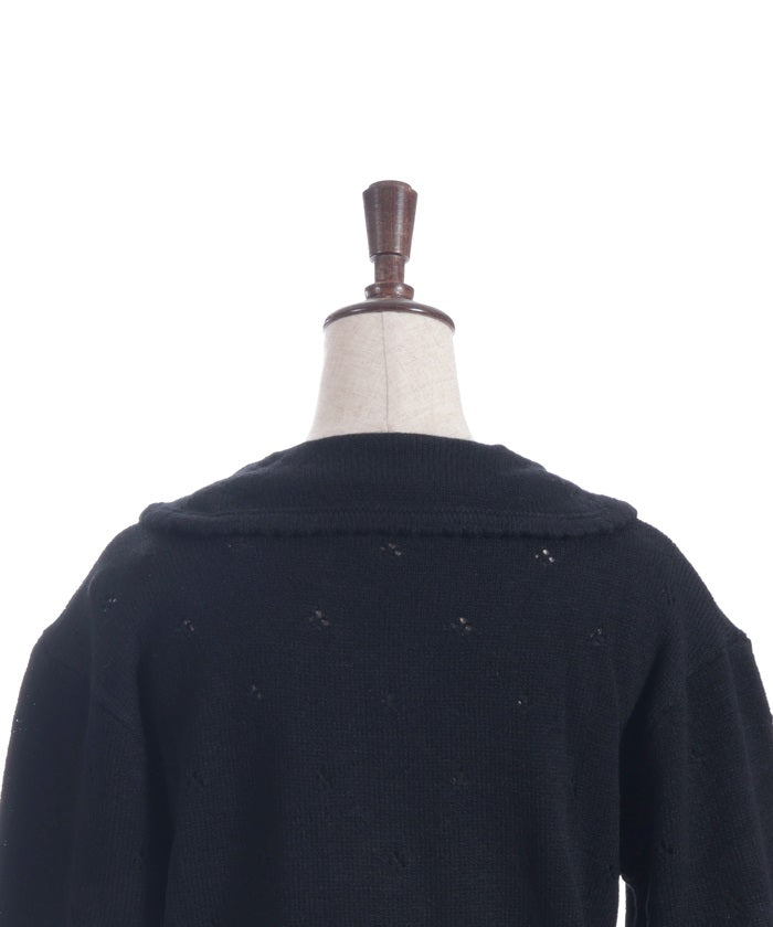 Flower Ribbon Embroidery Knit Cardigan