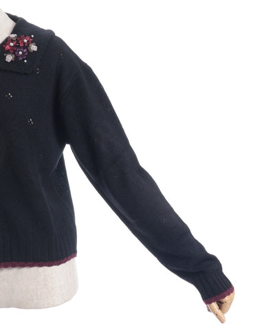 Flower Ribbon Embroidery Knit Cardigan