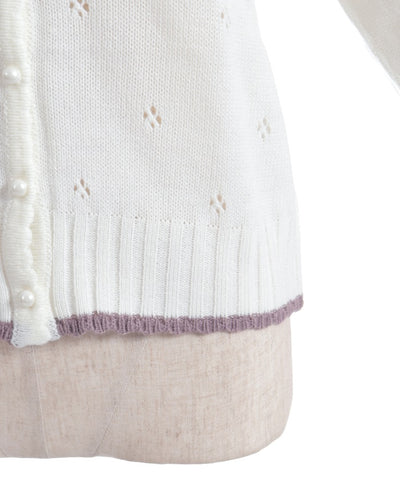 Flower Ribbon Embroidery Knit Cardigan