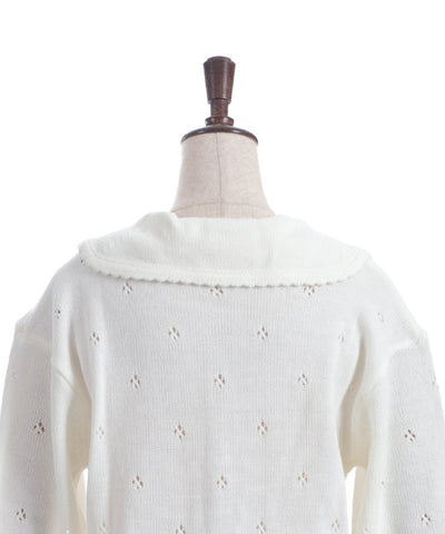 Flower Ribbon Embroidery Knit Cardigan