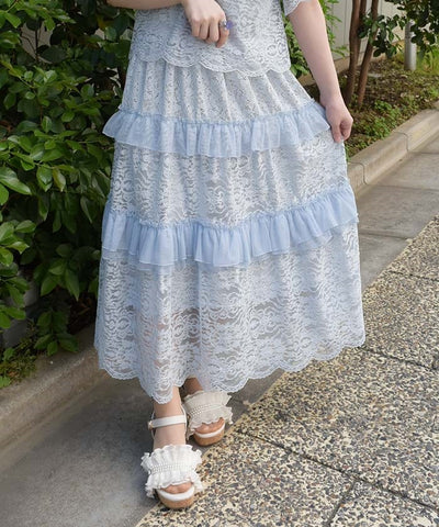 Full Lace Tiered Frill Skirt