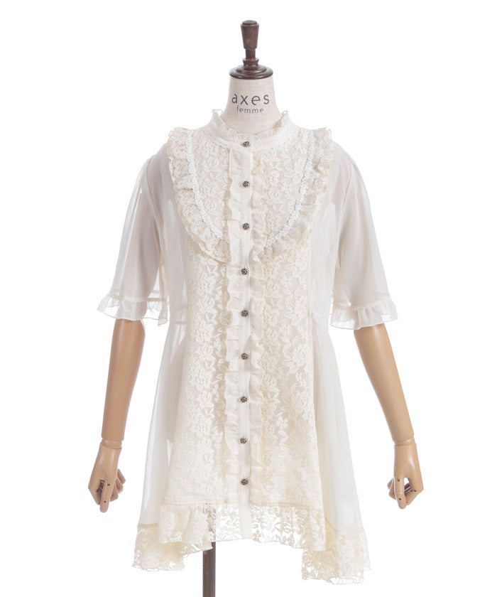 Rose Lace Tunic Blouse – axes femme from JAPAN