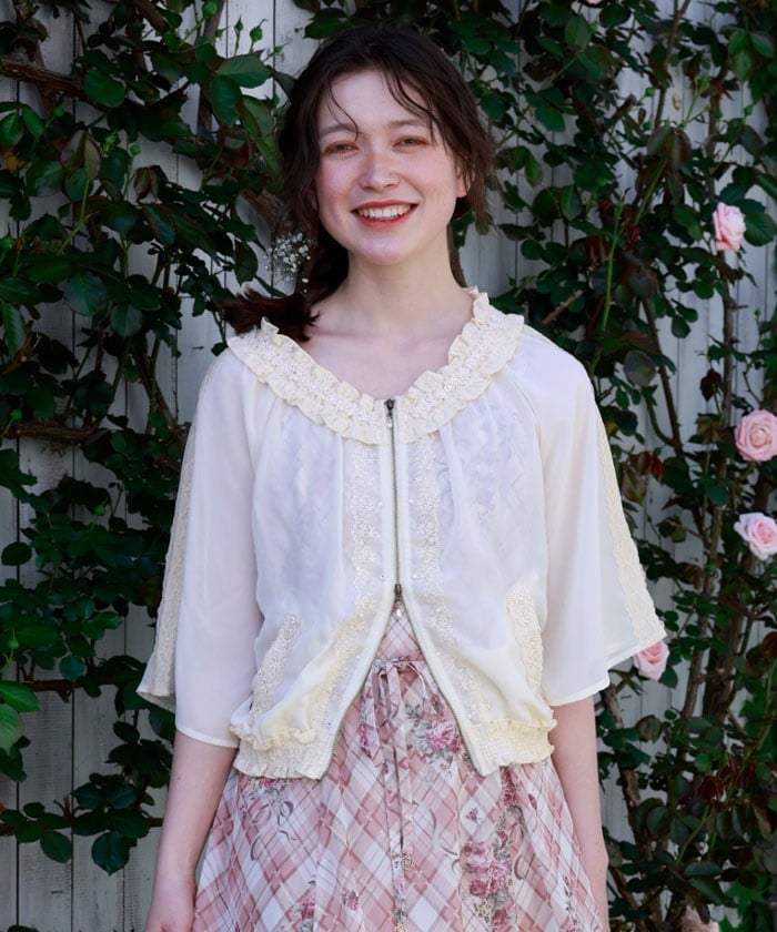 Flare Sleeve Sheer Blouson