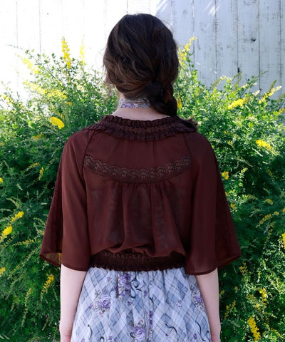 Flare Sleeve Sheer Blouson