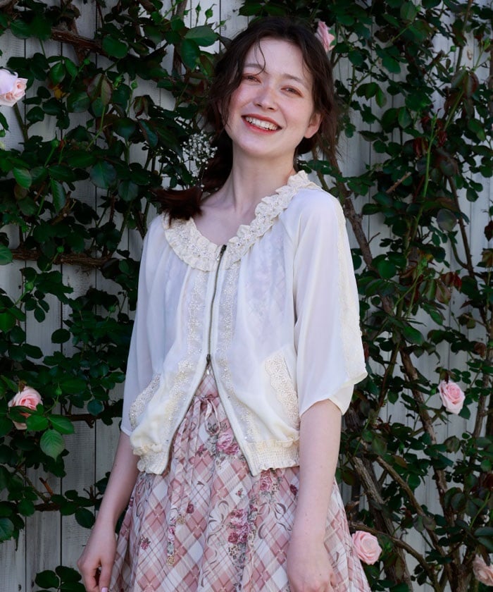 Flare Sleeve Sheer Blouson