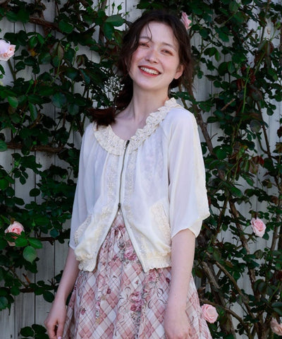 Flare Sleeve Sheer Blouson