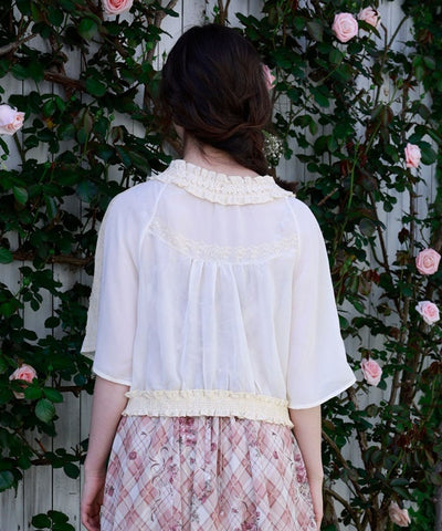 Flare Sleeve Sheer Blouson