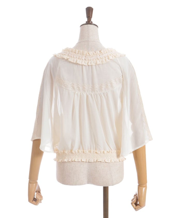 Flare Sleeve Sheer Blouson
