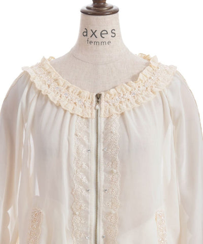 Flare Sleeve Sheer Blouson