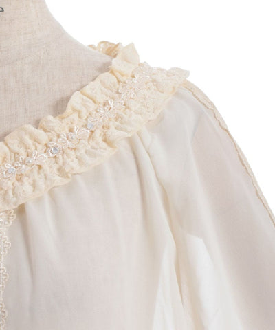 Flare Sleeve Sheer Blouson