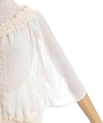Flare Sleeve Sheer Blouson