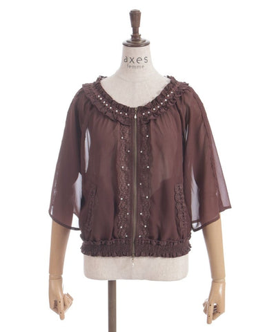 Flare Sleeve Sheer Blouson