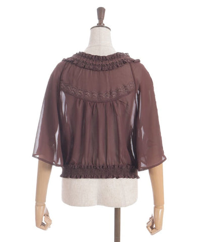 Flare Sleeve Sheer Blouson