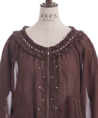 Flare Sleeve Sheer Blouson