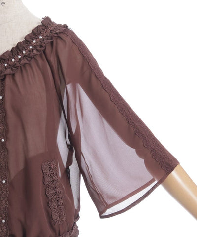 Flare Sleeve Sheer Blouson