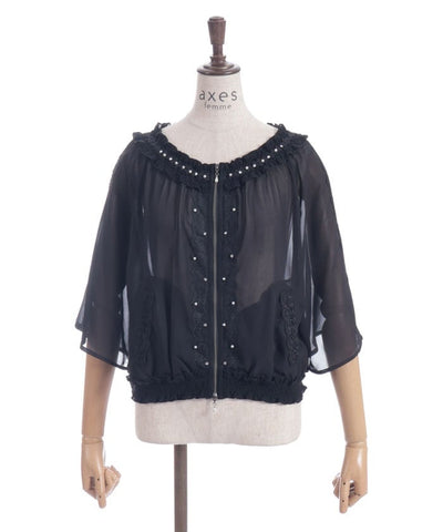 Flare Sleeve Sheer Blouson