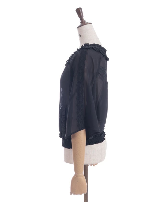 Flare Sleeve Sheer Blouson