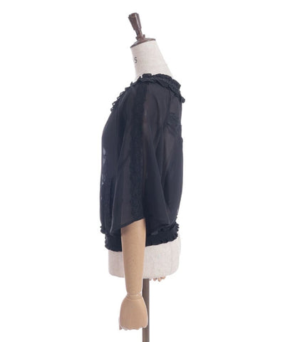 Flare Sleeve Sheer Blouson