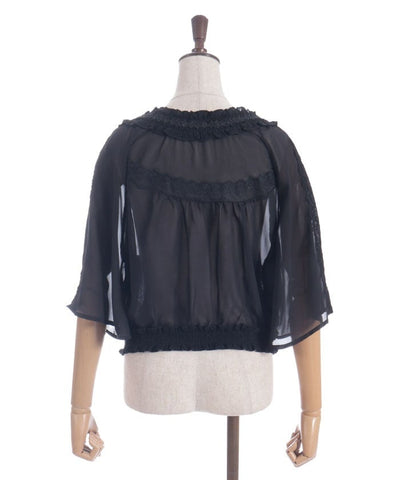 Flare Sleeve Sheer Blouson