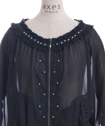 Flare Sleeve Sheer Blouson