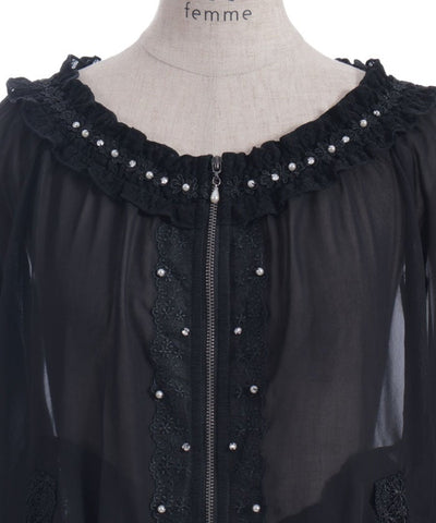 Flare Sleeve Sheer Blouson