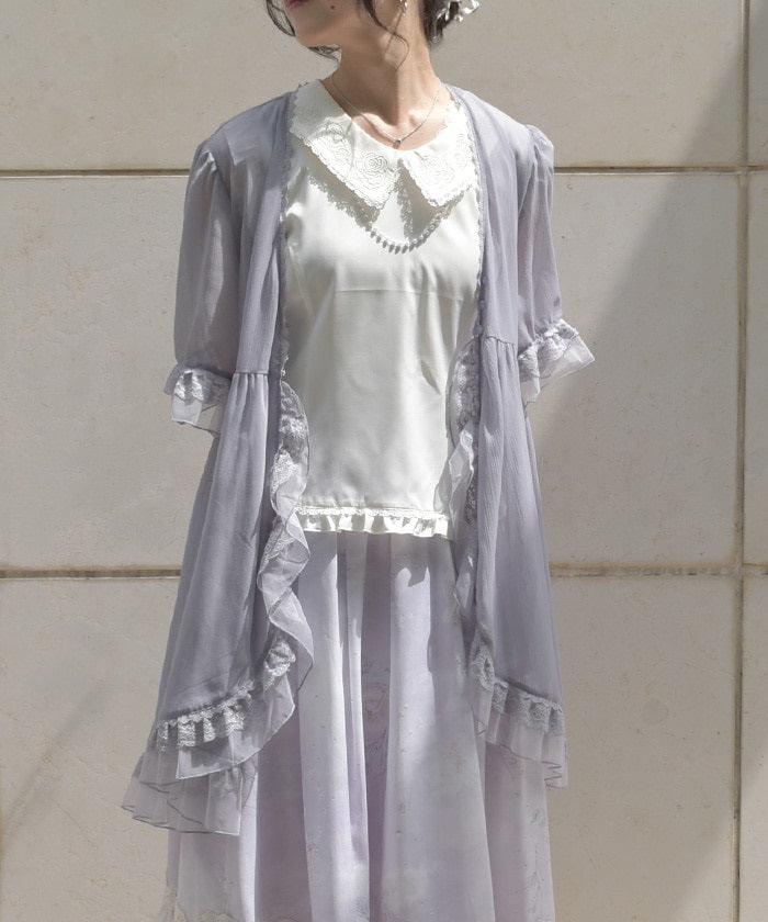Tulle Frill Willow Crepe Gown