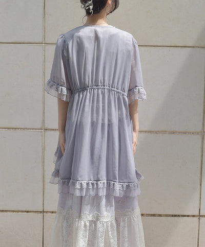 Tulle Frill Willow Crepe Gown