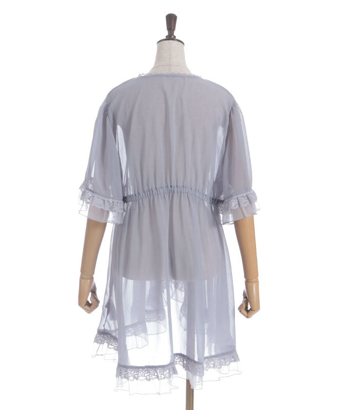 Tulle Frill Willow Crepe Gown