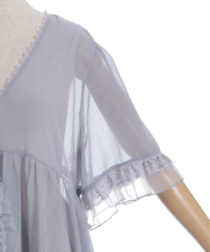 Tulle Frill Willow Crepe Gown