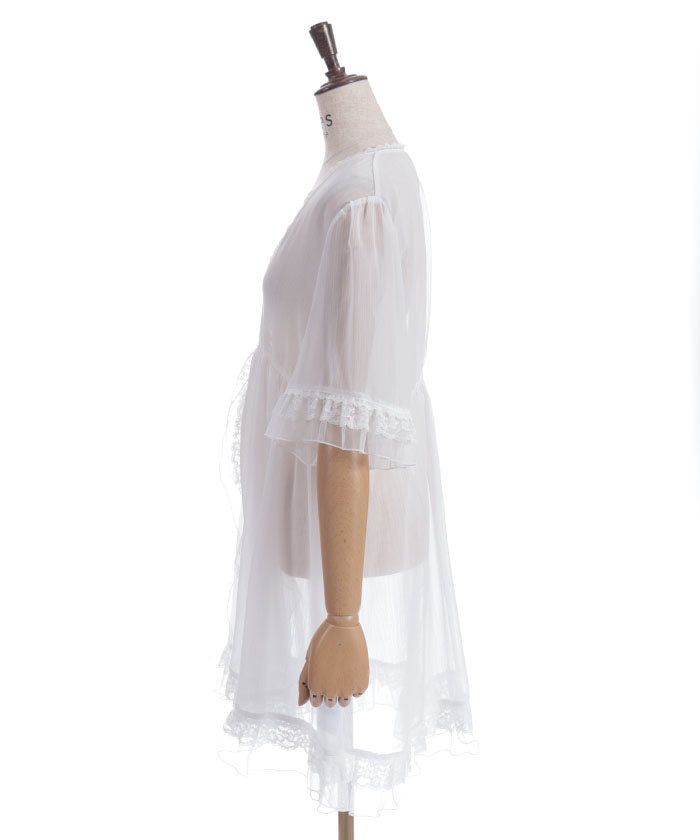 Tulle Frill Willow Crepe Gown