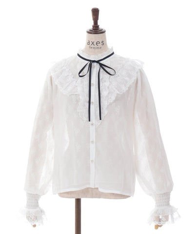 Lace & Chiffon Frill Blouse (Pre-order)