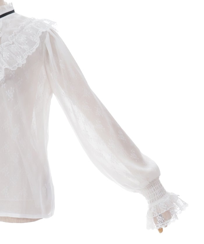 Lace & Chiffon Frill Blouse (Pre-order)