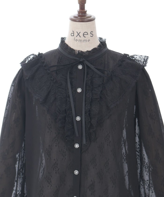 Lace & Chiffon Frill Blouse (Pre-order)