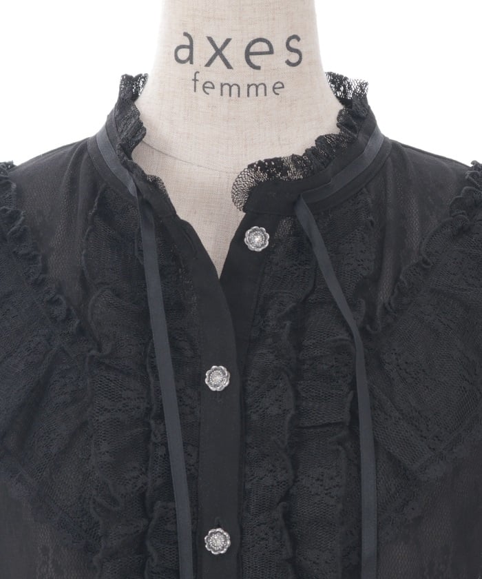 Lace & Chiffon Frill Blouse (Pre-order)