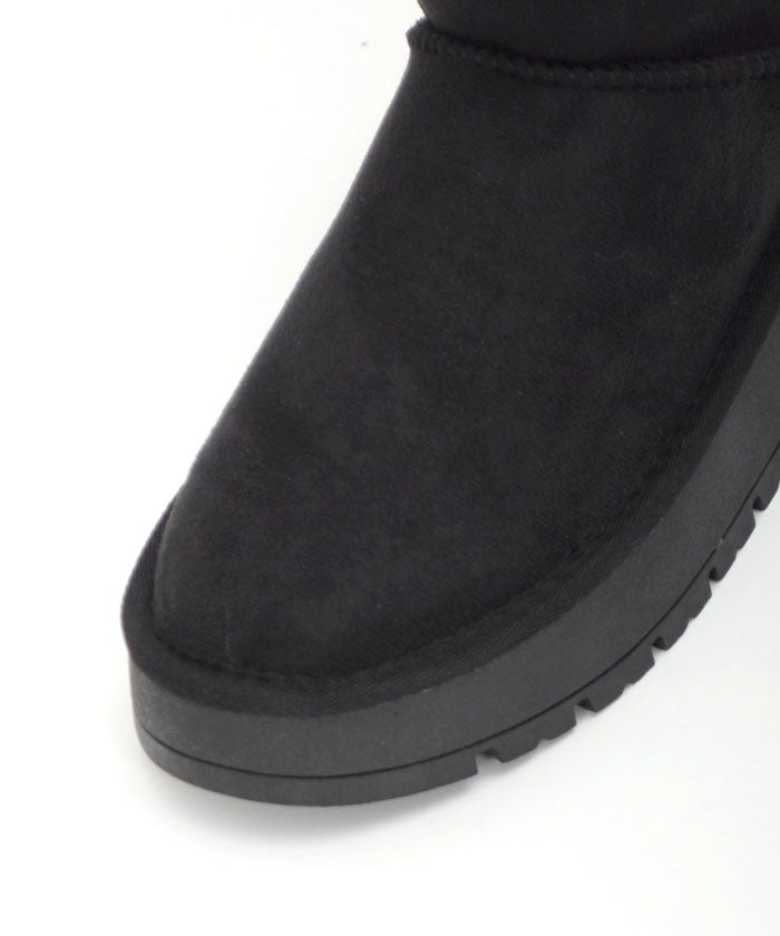 Back Ribbon Platform Faux Sheepskin Boots