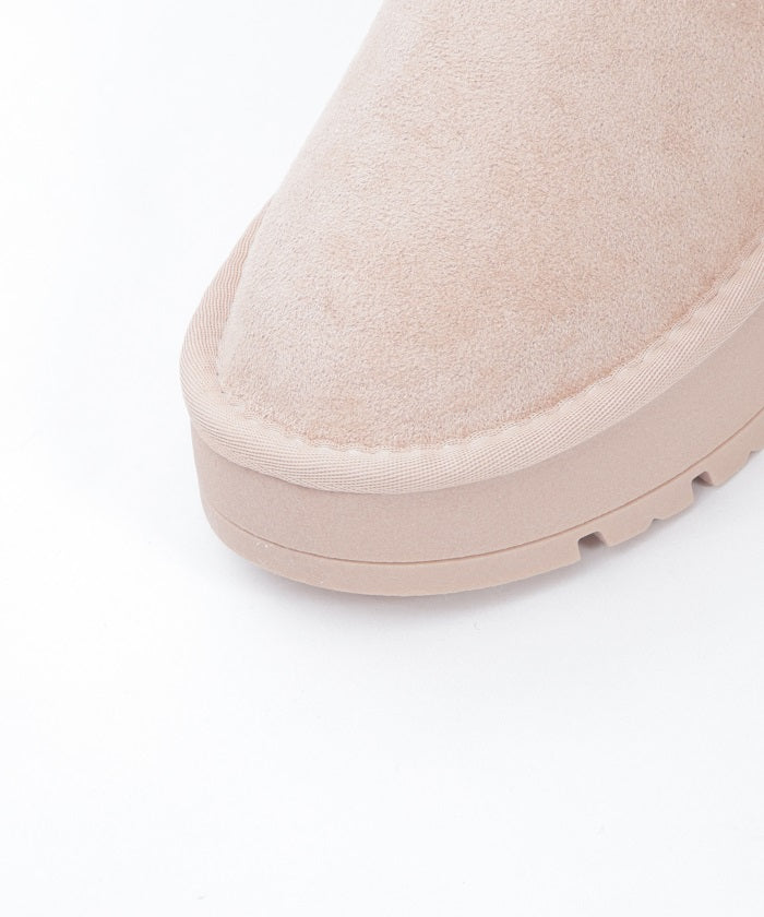 Back Ribbon Fur Faux Sheepskin Boots