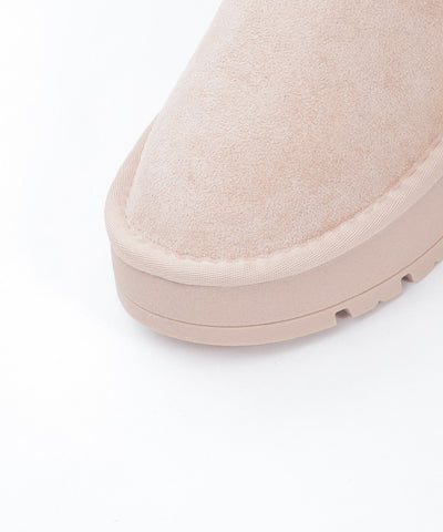 Back Ribbon Fur Faux Sheepskin Boots