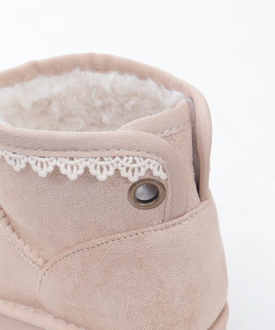 Back Ribbon Fur Faux Sheepskin Boots