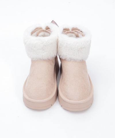 Back Ribbon Fur Faux Sheepskin Boots