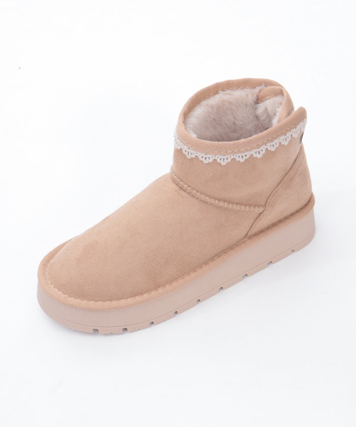 Back Ribbon Fur Faux Sheepskin Boots