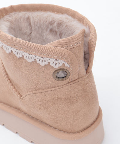 Back Ribbon Fur Faux Sheepskin Boots
