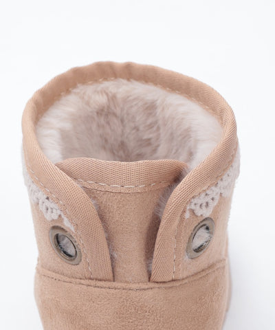 Back Ribbon Fur Faux Sheepskin Boots