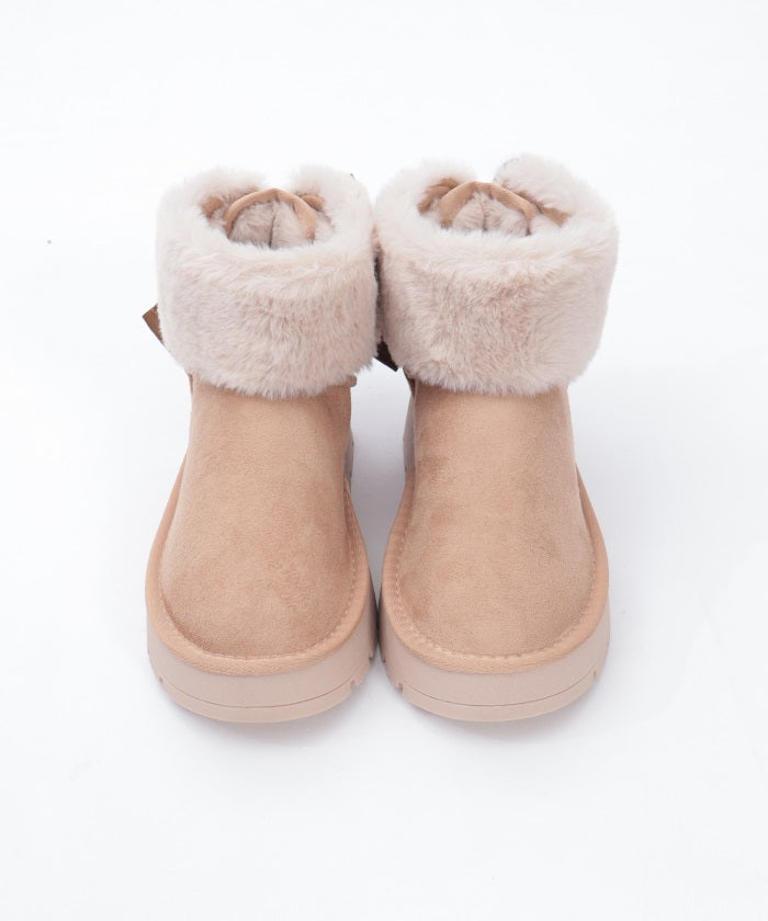 Back Ribbon Fur Faux Sheepskin Boots