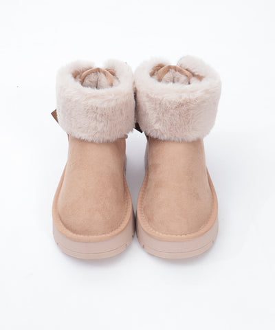 Back Ribbon Fur Faux Sheepskin Boots