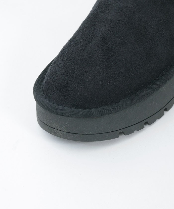 Back Ribbon Fur Faux Sheepskin Boots