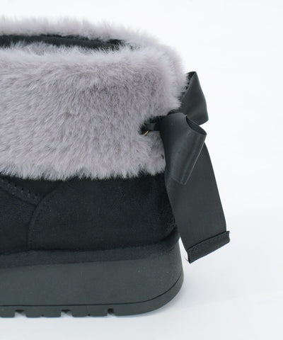 Back Ribbon Fur Faux Sheepskin Boots
