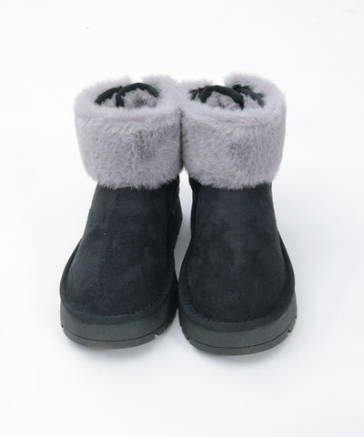 Back Ribbon Fur Faux Sheepskin Boots