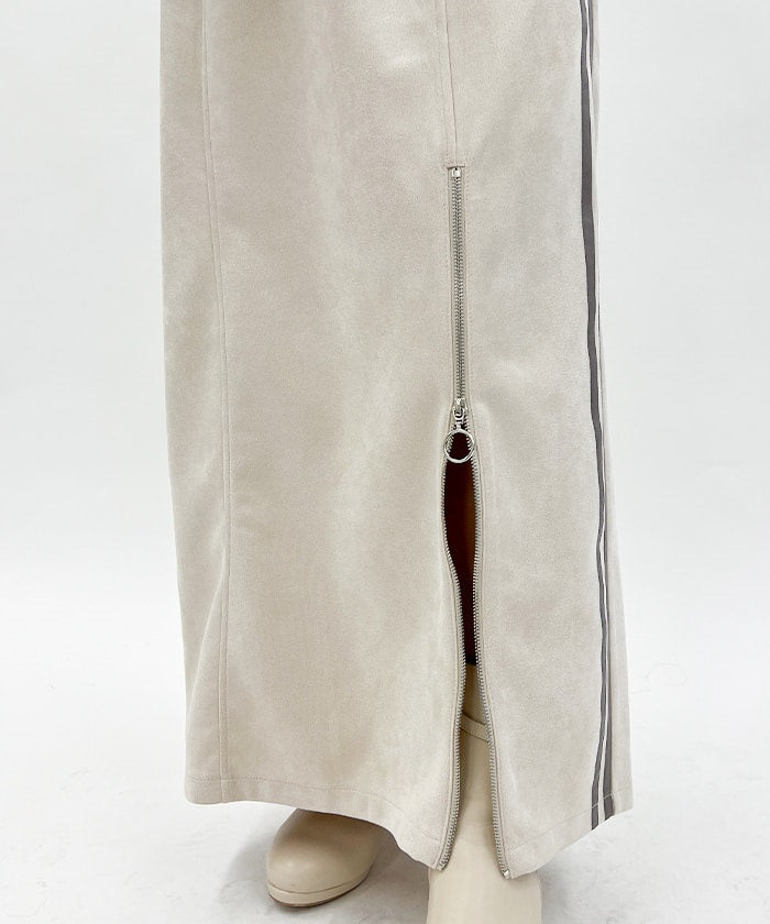 Cut & Sewn Suede Zip Skirt