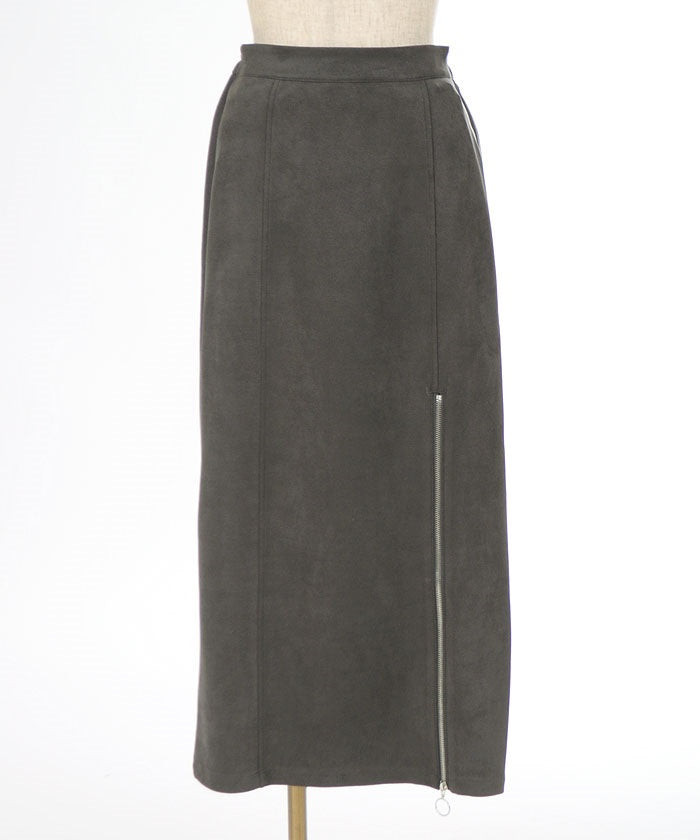 Cut & Sewn Suede Zip Skirt